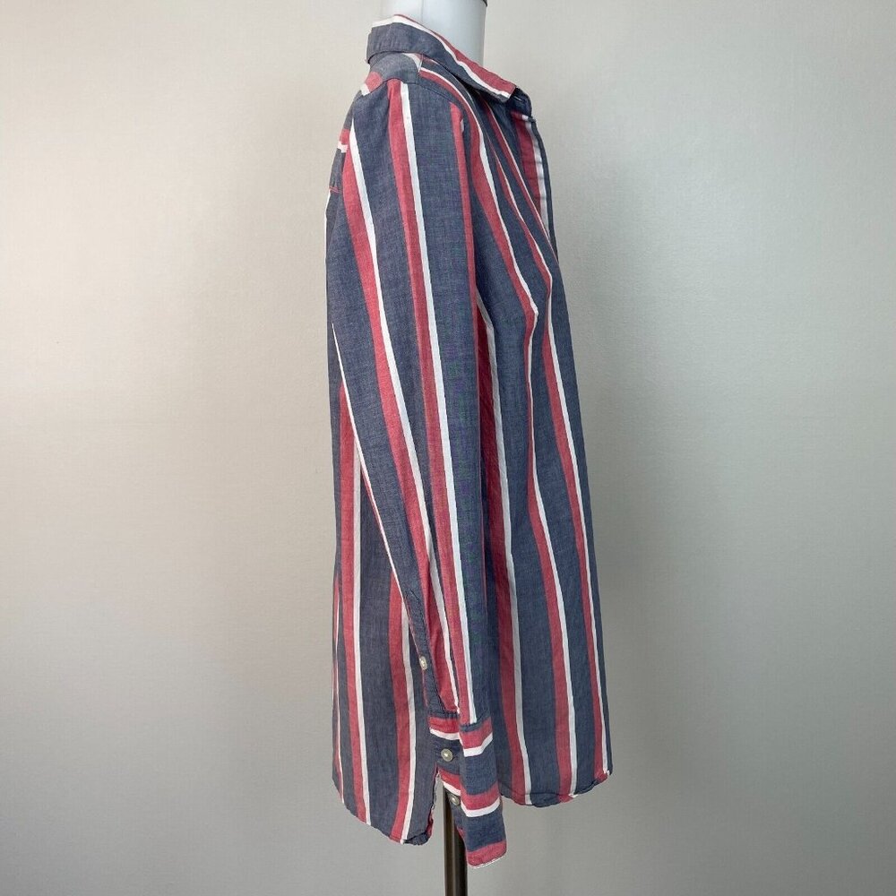 Old Navy Tunic Top Small Blue Red White Striped Americana Shirt Cotton Women's - Picture 6 of 12